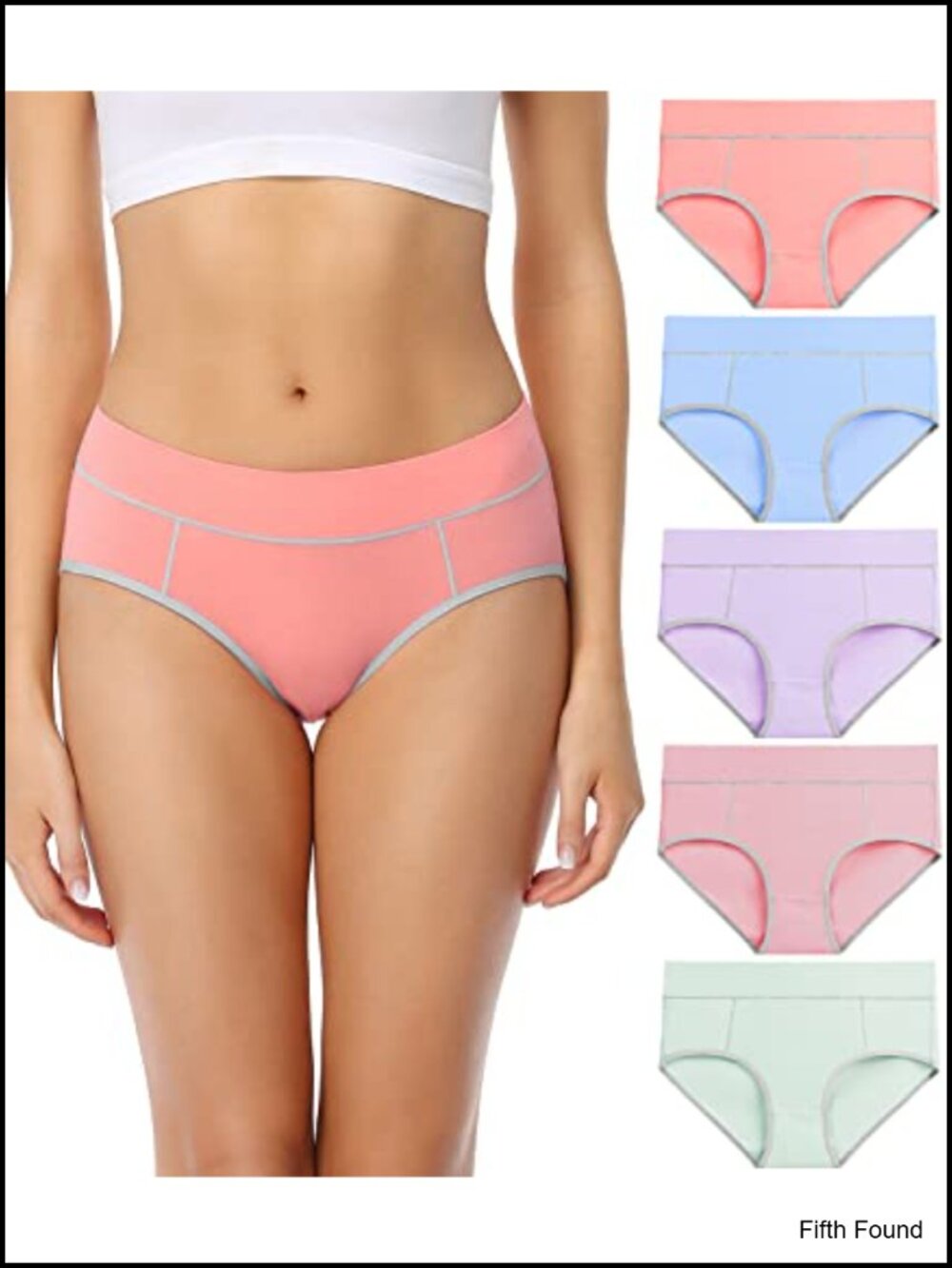 Cotton Full Coverage Mid Waisted Briefs Panties 5 Pack Breathable Stretch